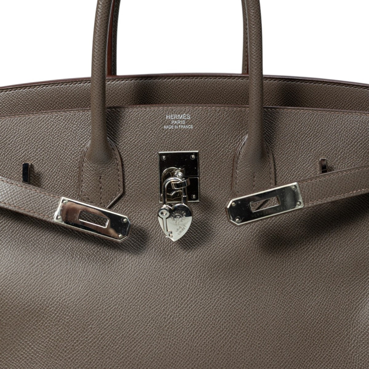 HERMES BIRKIN Togo Leather PHW Etoupe Size 35