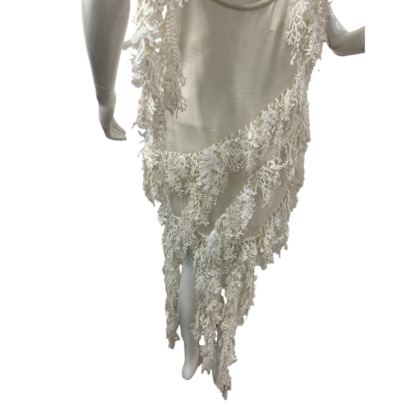 NWT Zimmermann Silk-linen Blend Tama Sequined Tank Dress White Size 1