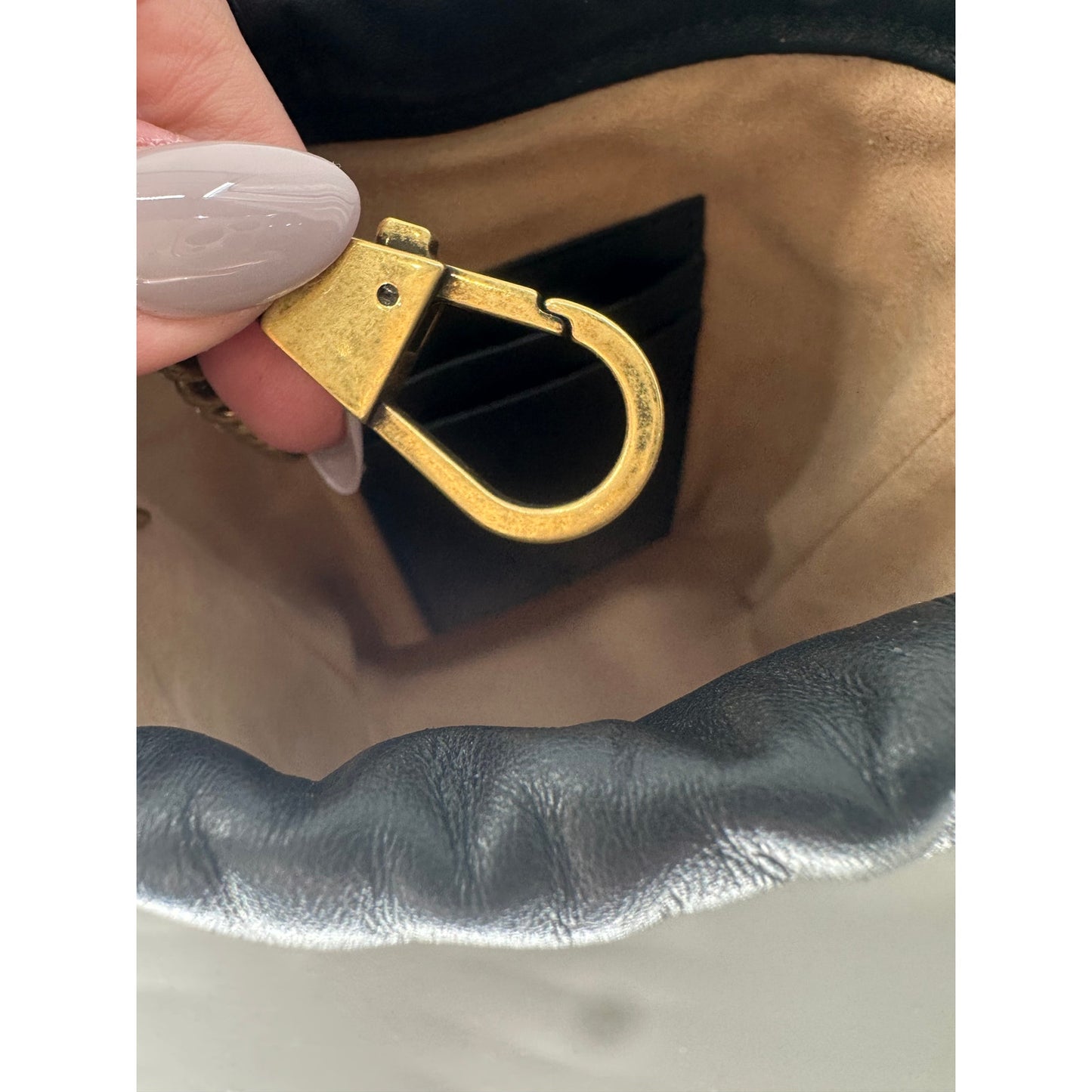 Gucci Leather Quilted GG Marmont Mini Bucket Bag