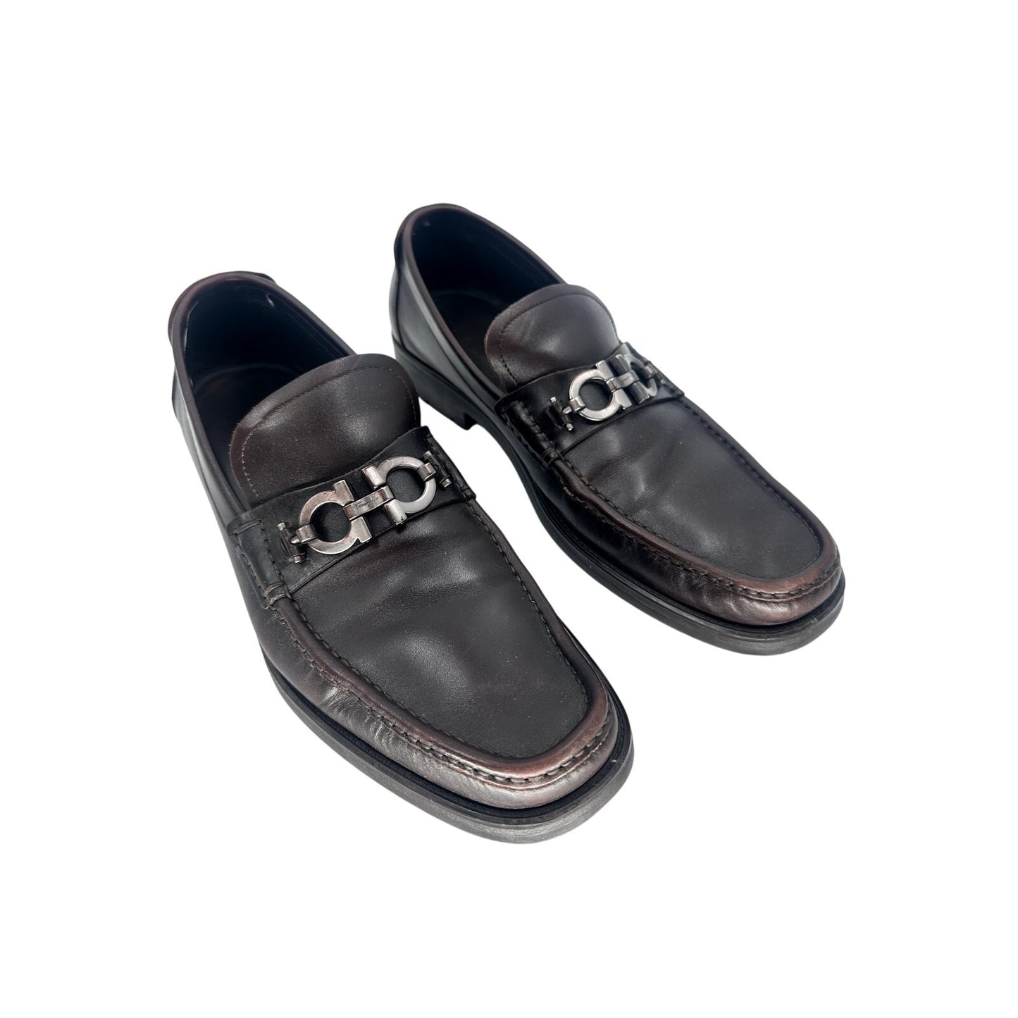 Salvatore Ferragamo David Gancini Leather Lug Sole Loafers