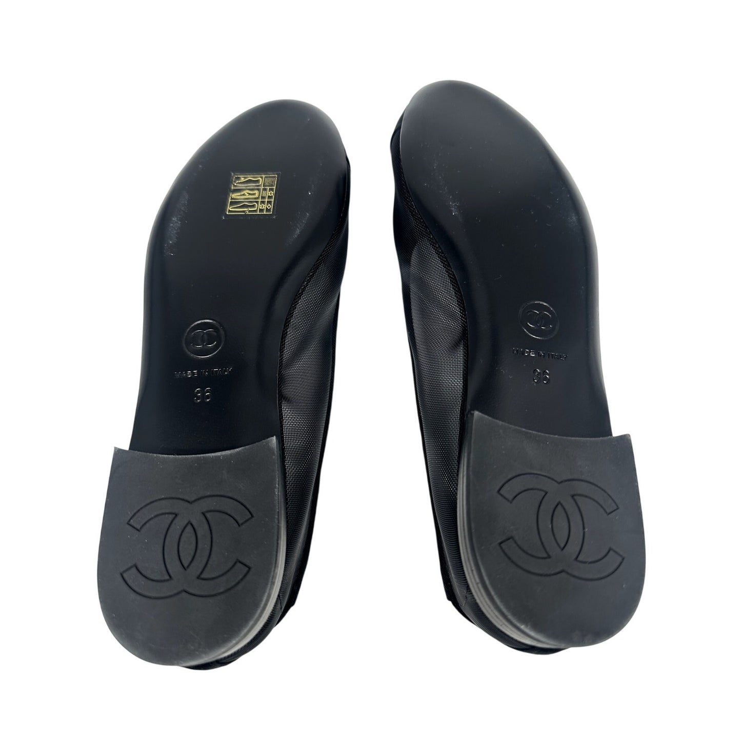 Chanel Mesh Interlocking CC Logo Ballet Flats