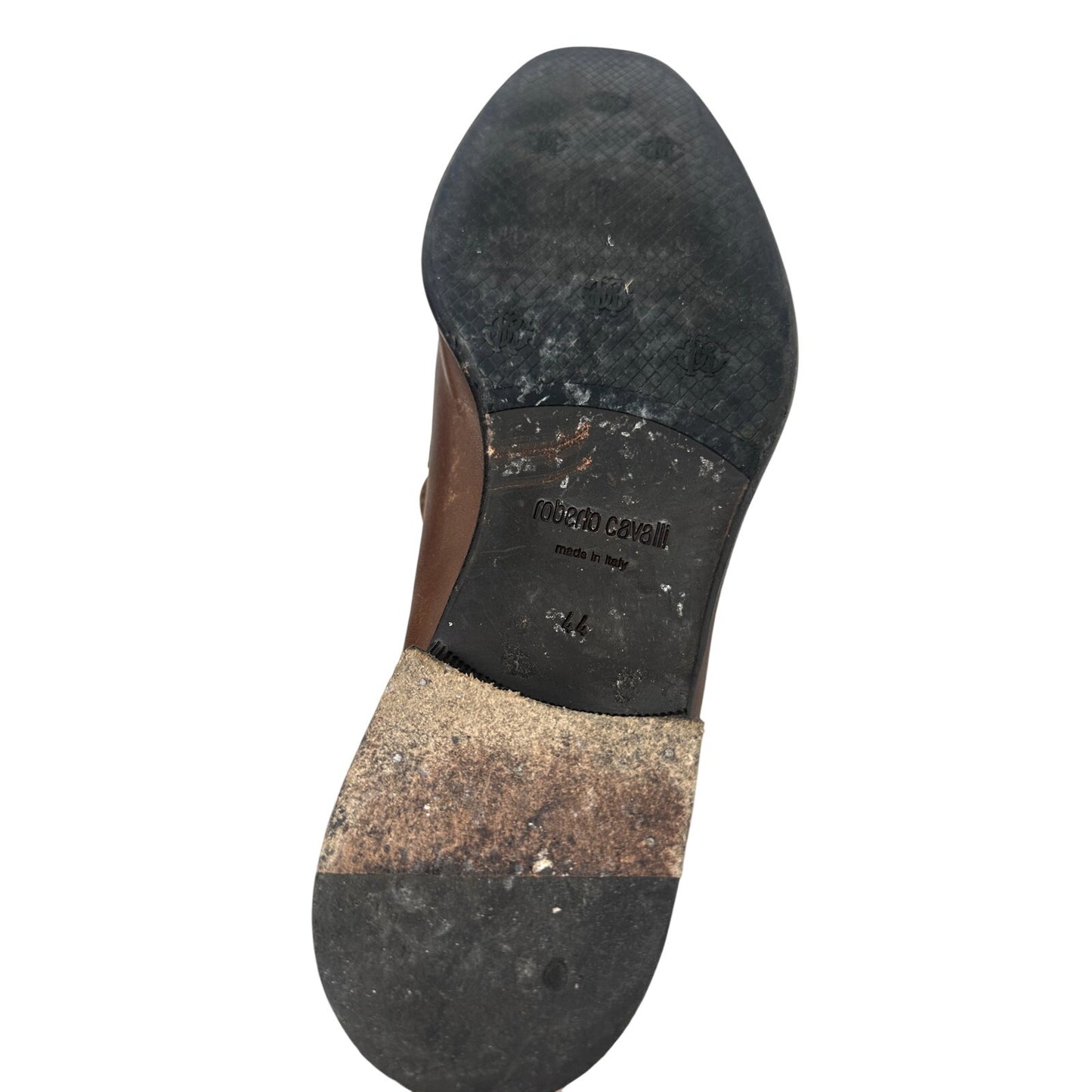 Roberto Cavalli Leather Logo Accent Slip On Loafers Flats
