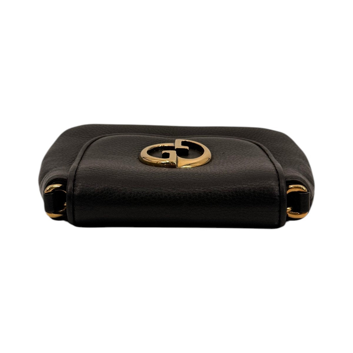 Gucci 1973 Pebbled Leather Gold Tone Chain Shoulder Bag Black Women's Designer