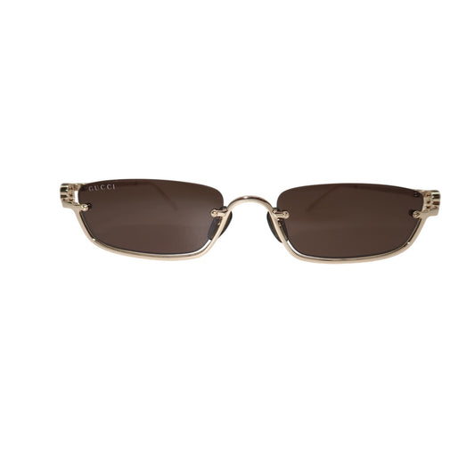 Gucci Rectangular Metal Frame Sunglasses Black