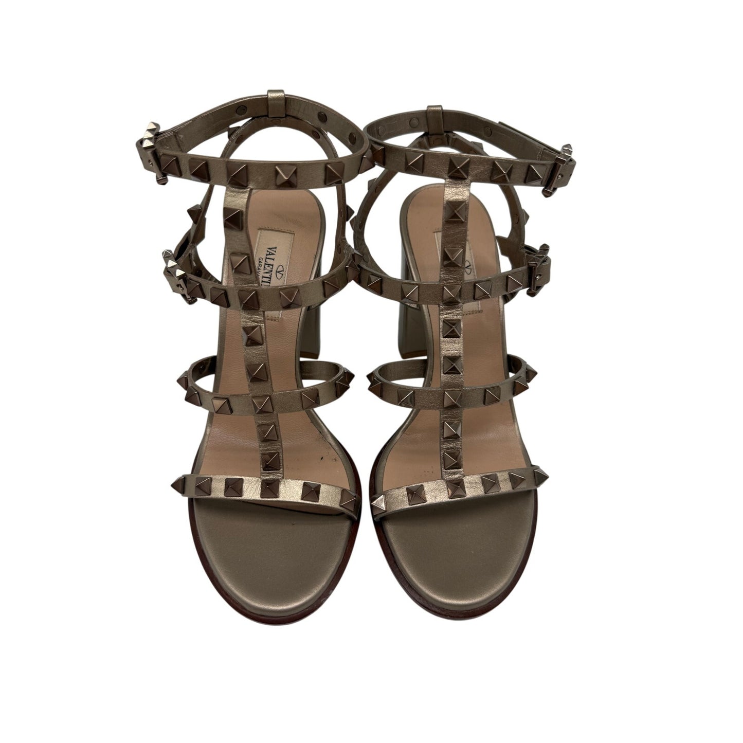 Valentino Garavani Metallic Leather Rockstud 90 Gladiator Sandals