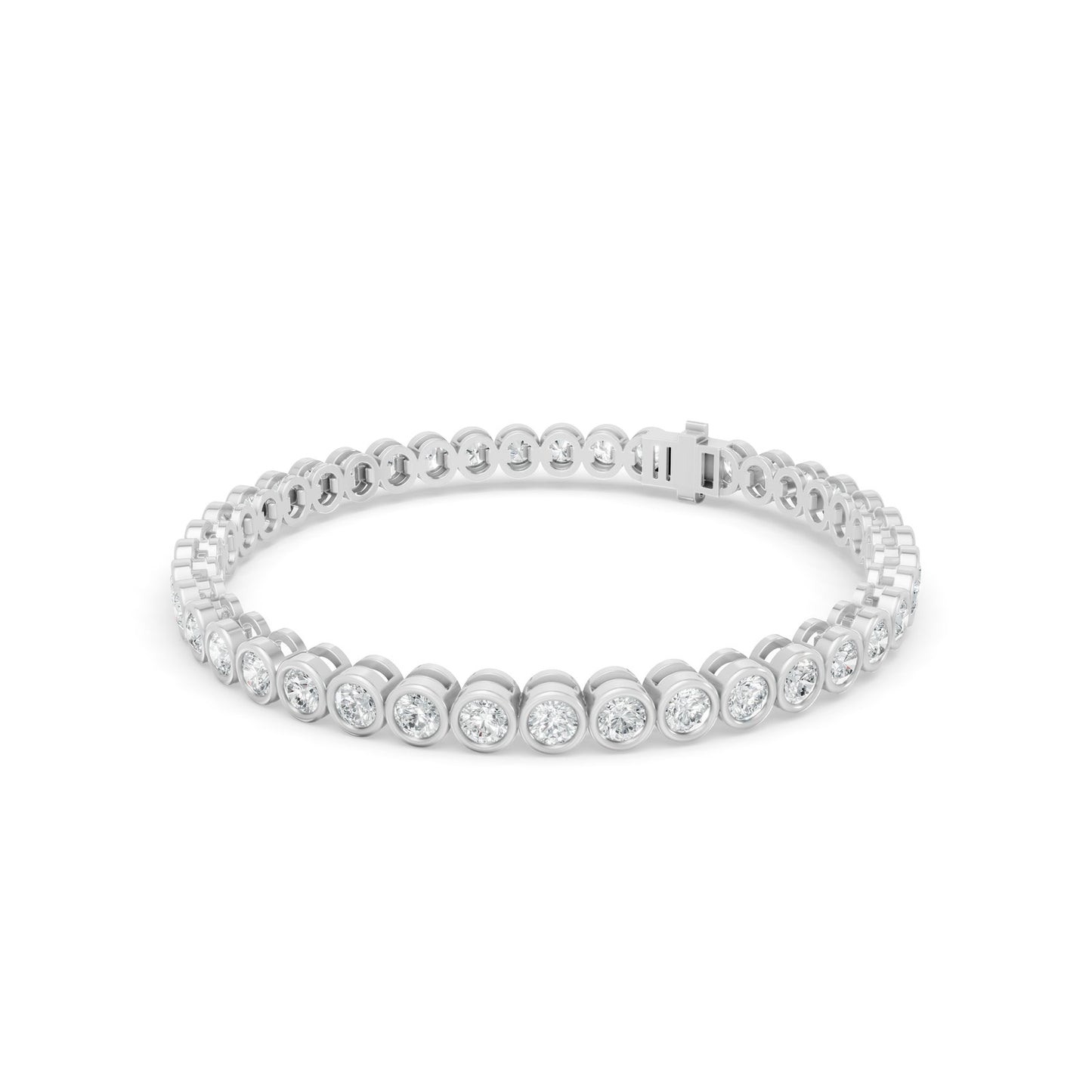 5.56 ctw Diamond Bezel 14K White Gold Tennis Bracelet