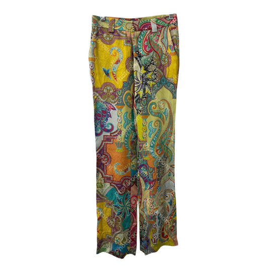 Adriana Iglesias Silk Paisley Print Straight Pants Multicolor Women's