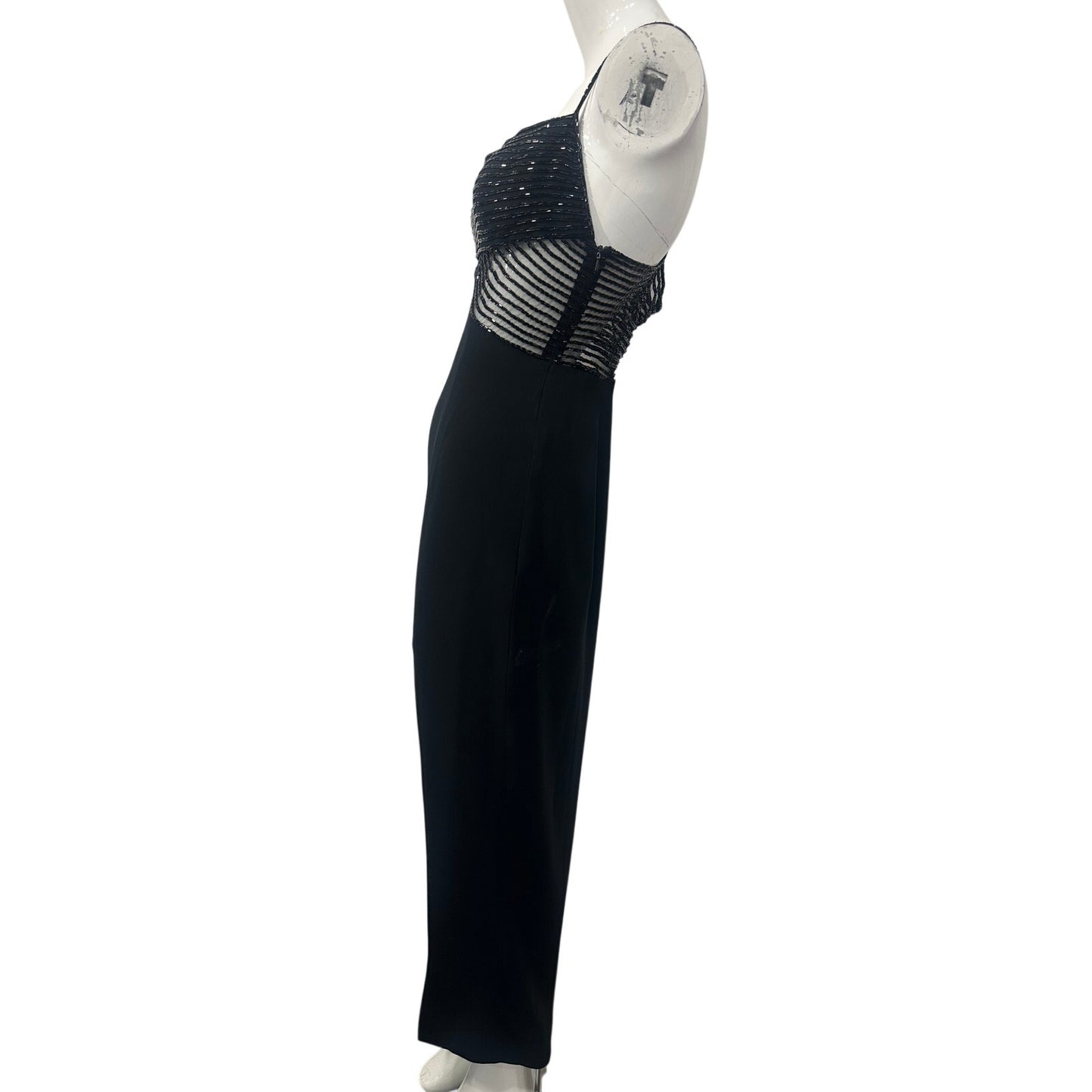 Niteline by Della Roufogali Black Beaded Strappy Formal Maxi Dress