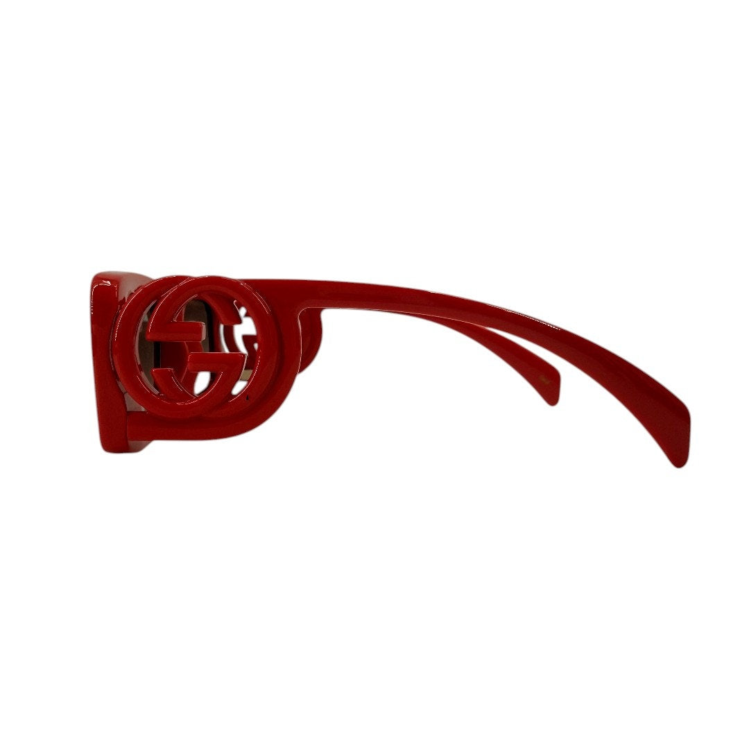Gucci GG1325S Red Interlocking G Rectangular Sunglasses Women's 54-19-140