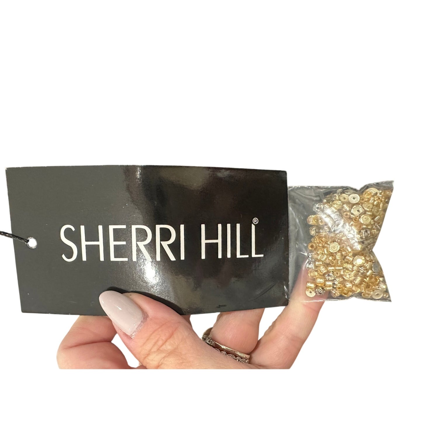 NWT Sherri Hill Black Gold Beaded Fitted Ball Gown Overskirt Formal Dress
