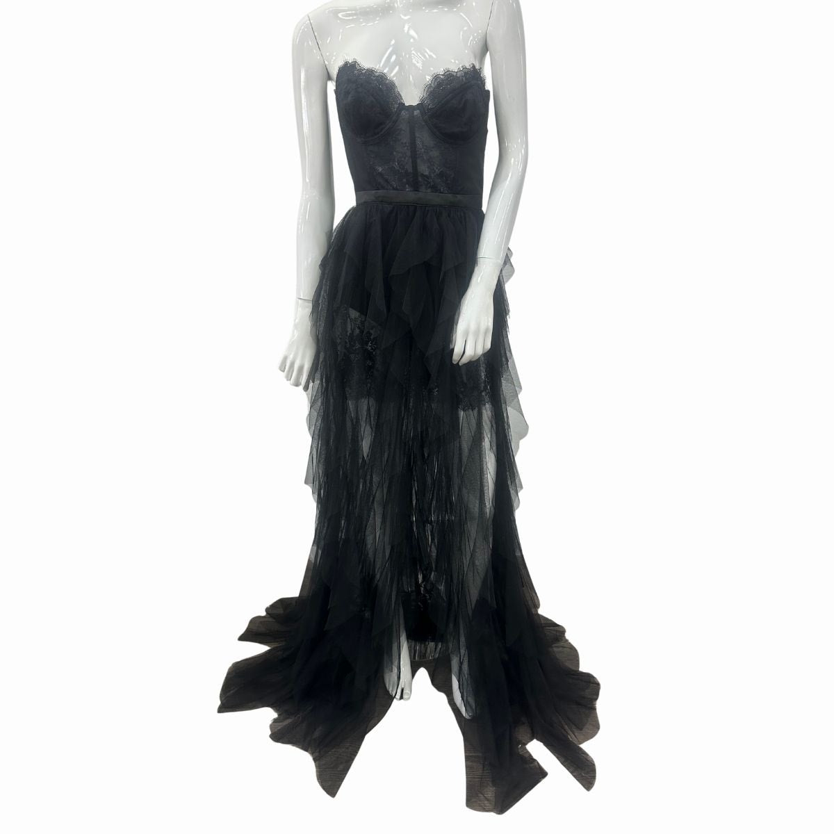 For Love & Lemons x Revolve Strapless Sheer Tulle Bustier Gown