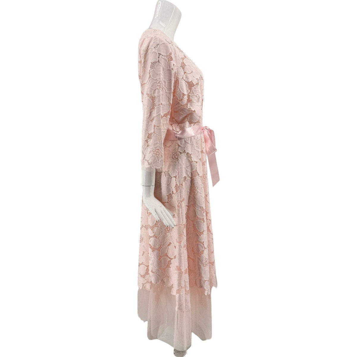 Rickie Freeman Teri Jon Blush Pink Lace Tulle Fit Flare Midi Dress