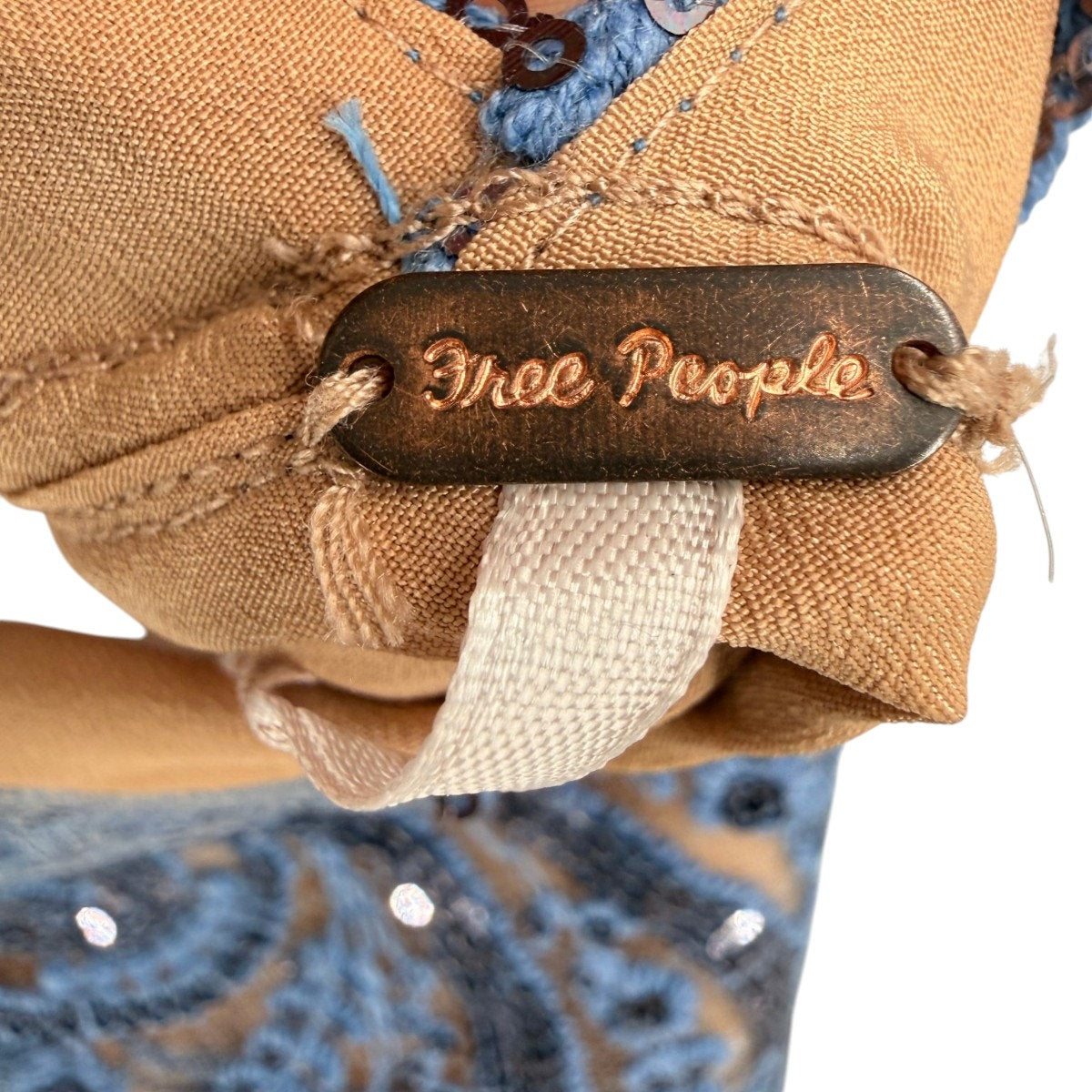 Free People Night Shimmers Mini Dress Blue Sequin Paisley Nude Women's Size 0