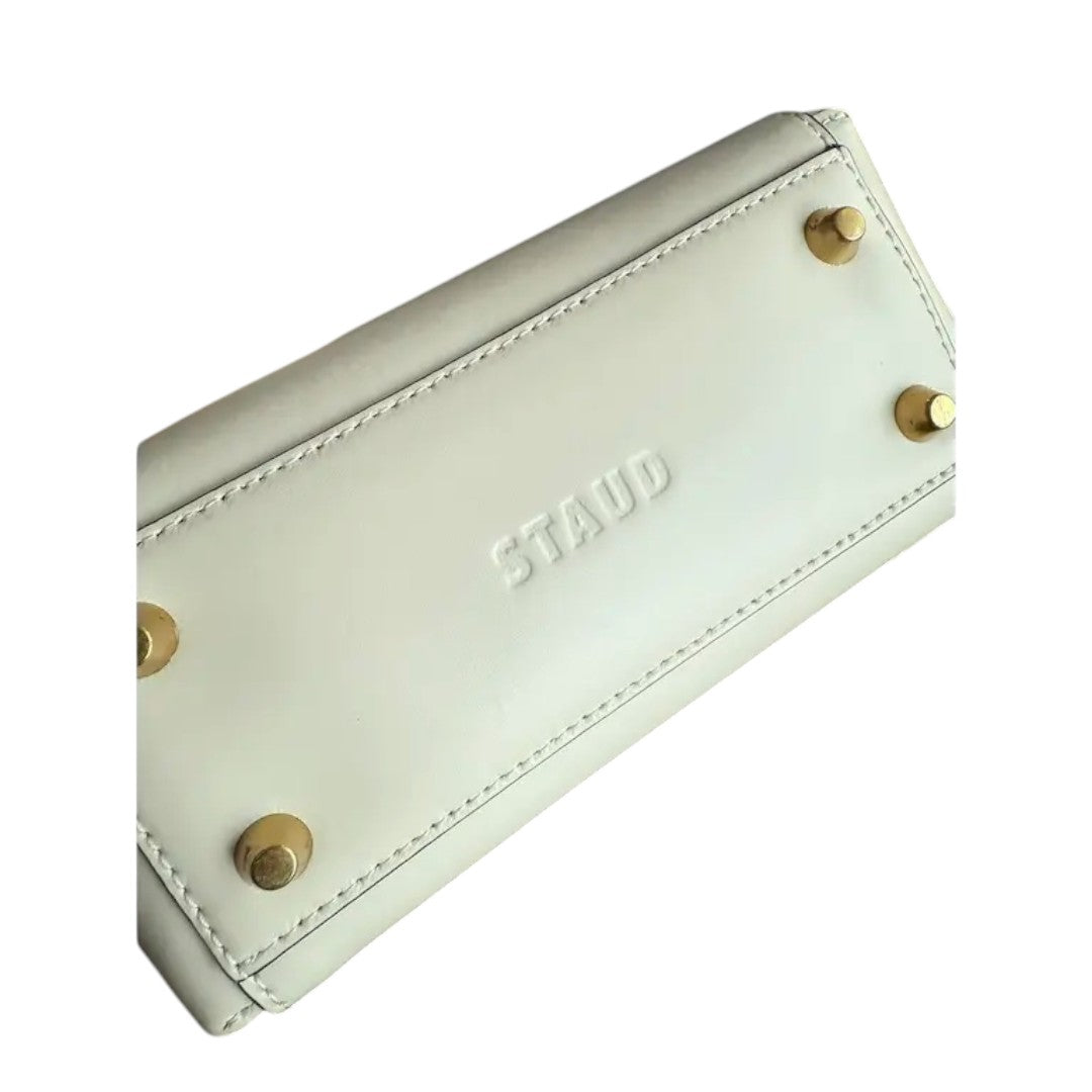 Staud Leather Mini Shirley Crossbody Bag Cream