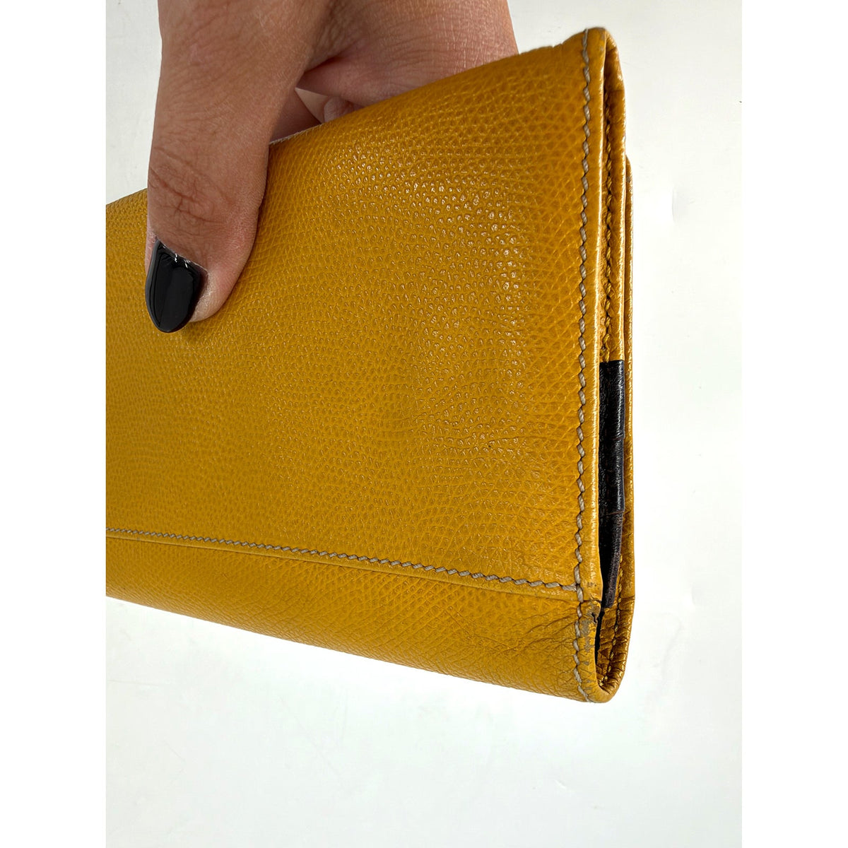 Loewe Anagram Grained Leather Long Flap Wallet Mustard Yellow