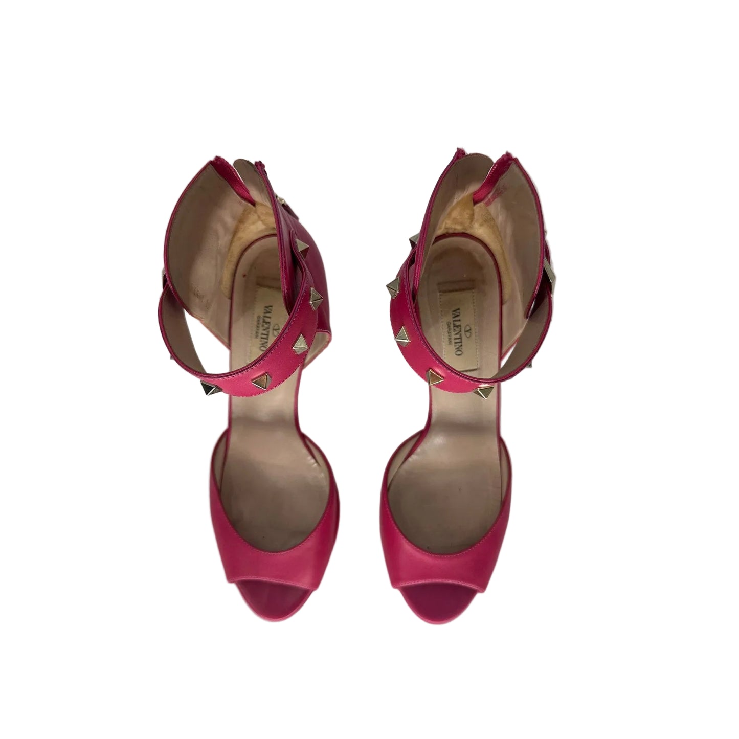 Valentino Garavani Leather Rockstud Accent Ankle Strap Heels