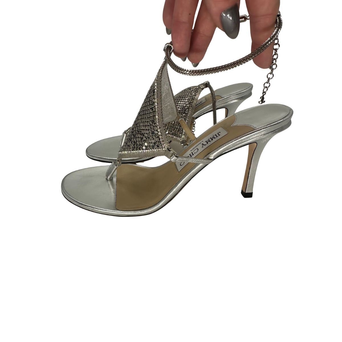 Jimmy Choo Metallic Leather Archive Thong 85 Sandals