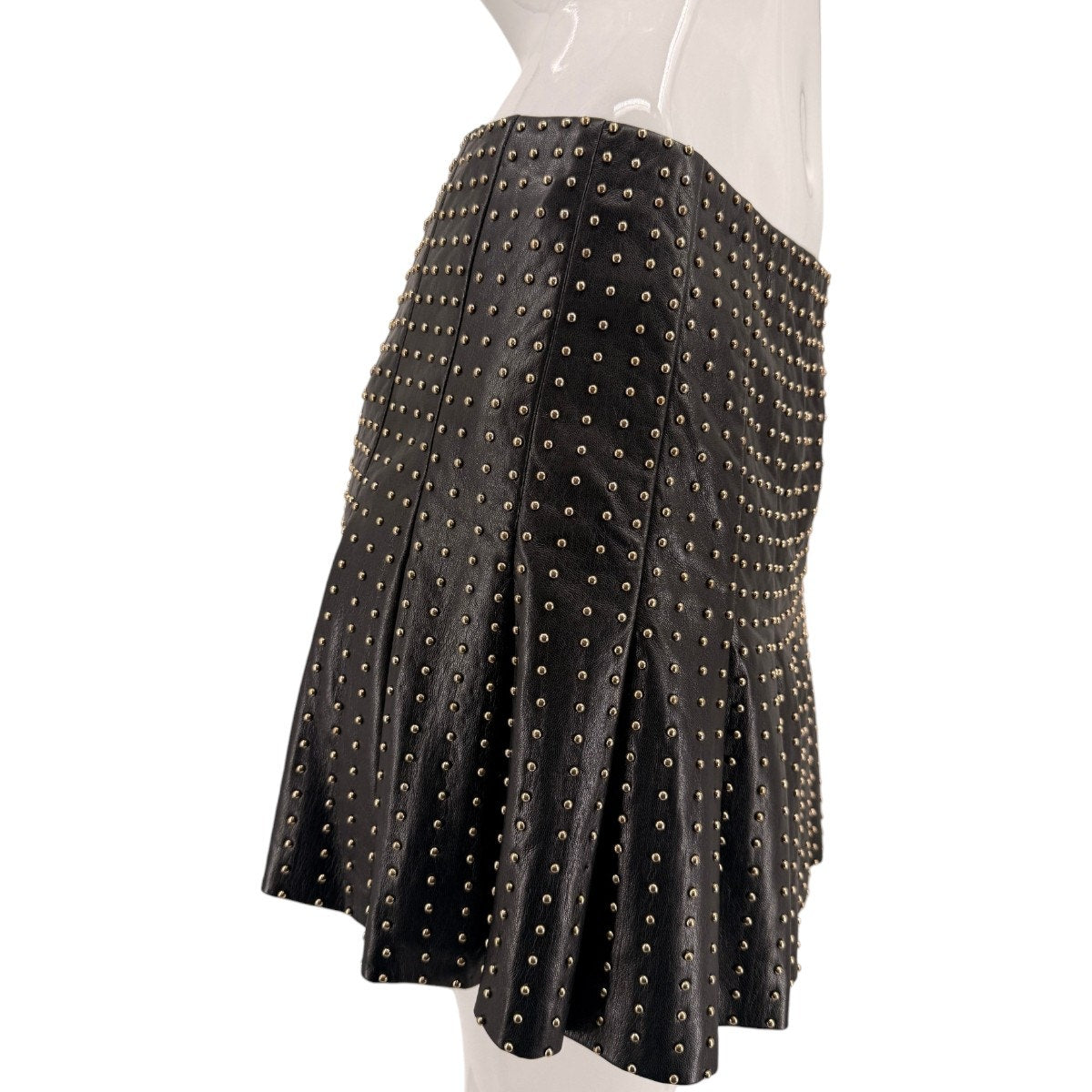 Alice + Olivia Faux Leather Studded Pleated Mini Skirt