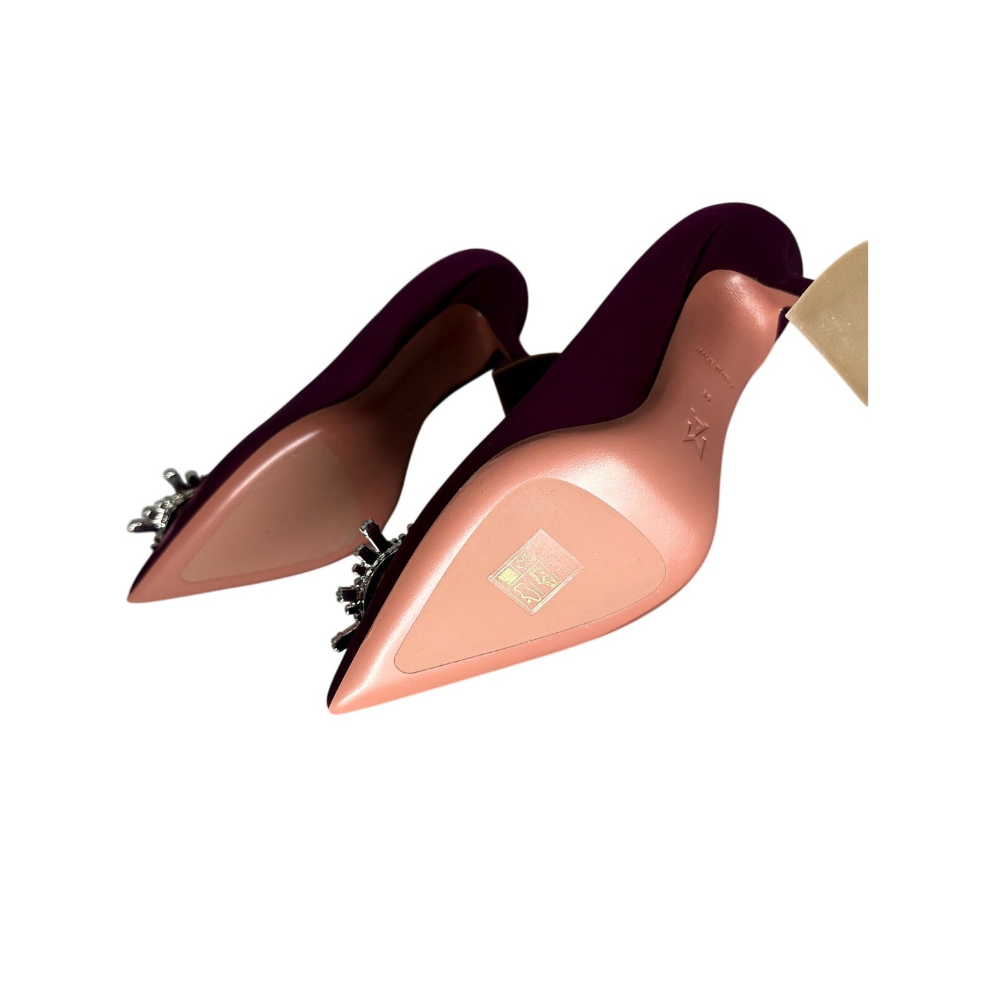 Amina Muaddi Satin Begum Crystal Pump Heels