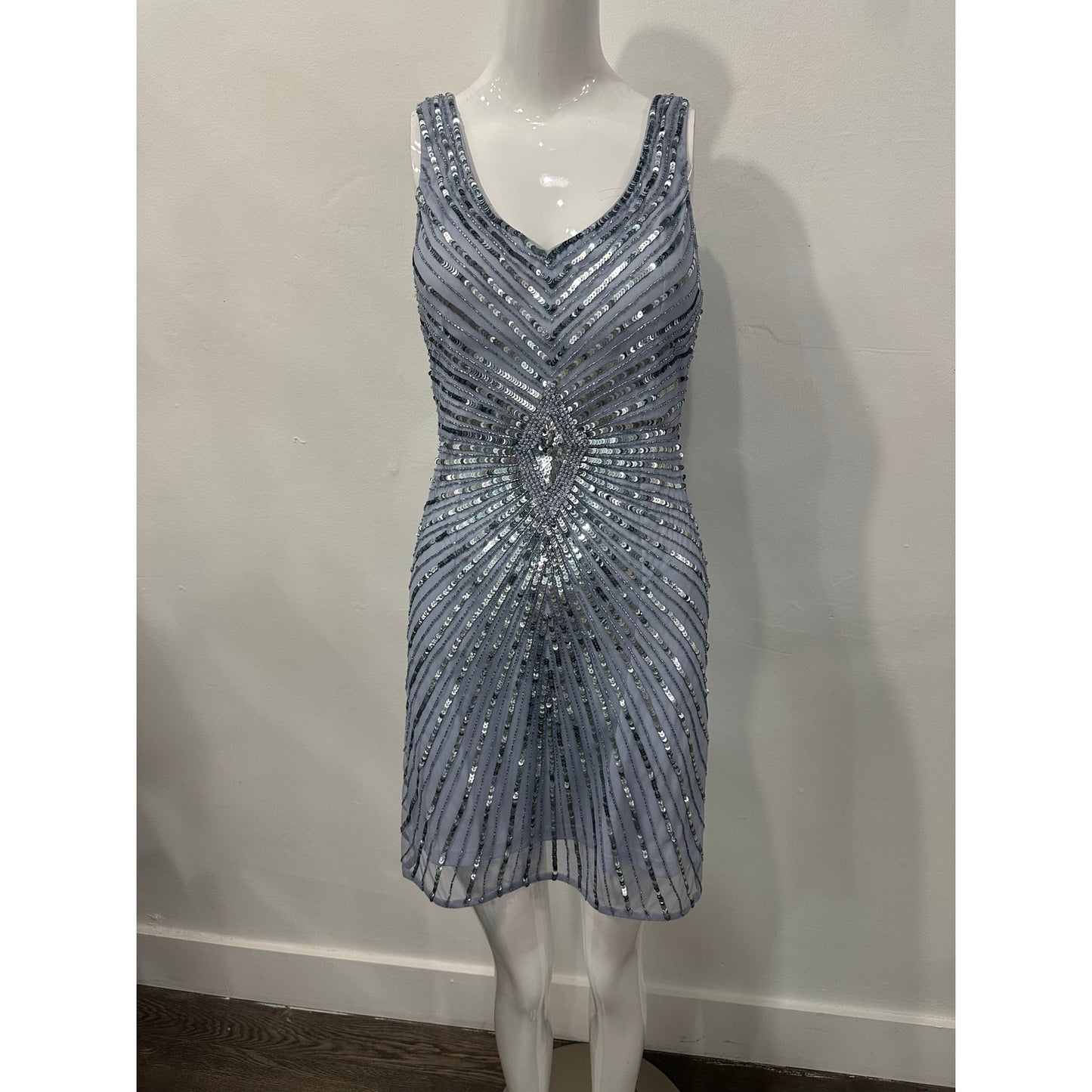Aidan Mattox Sequined Beaded Tank Crystal Mini Dress Women's