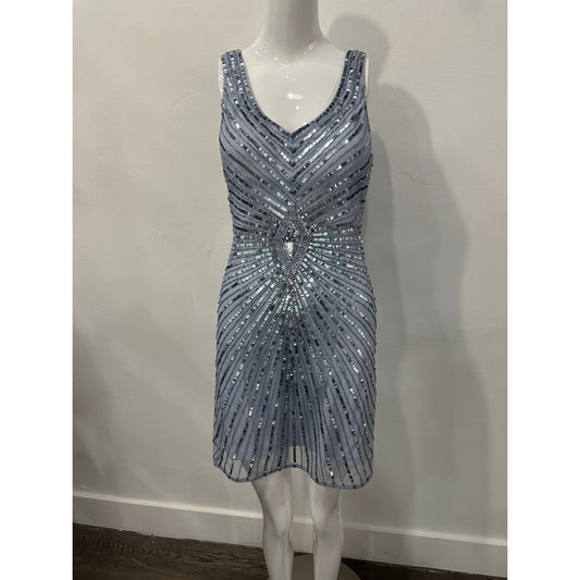Aidan Mattox Sequined Beaded Tank Crystal Mini Dress Women's