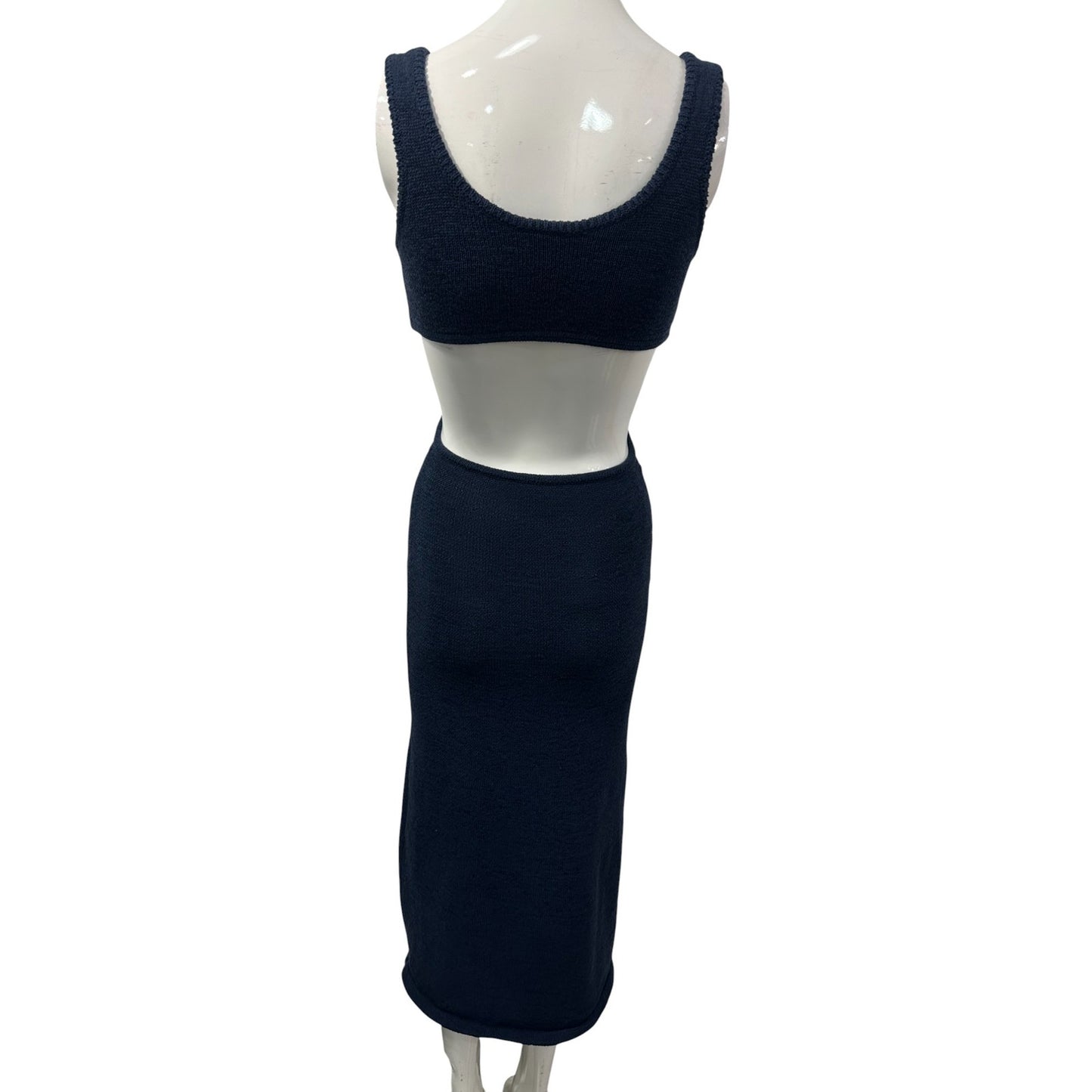 Cult Gaia Cotton Knit V-Neck Sleeveless Cut-Out Bank Midi Dress