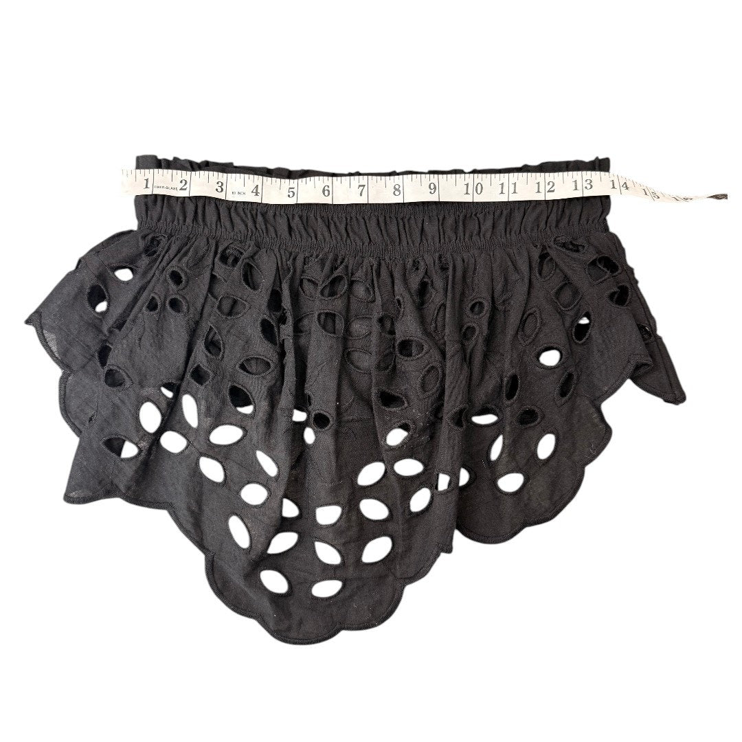 Luxxel Palm Chains Eyelet Embroidered Two Piece Maxi Skirt Set Black Women's S