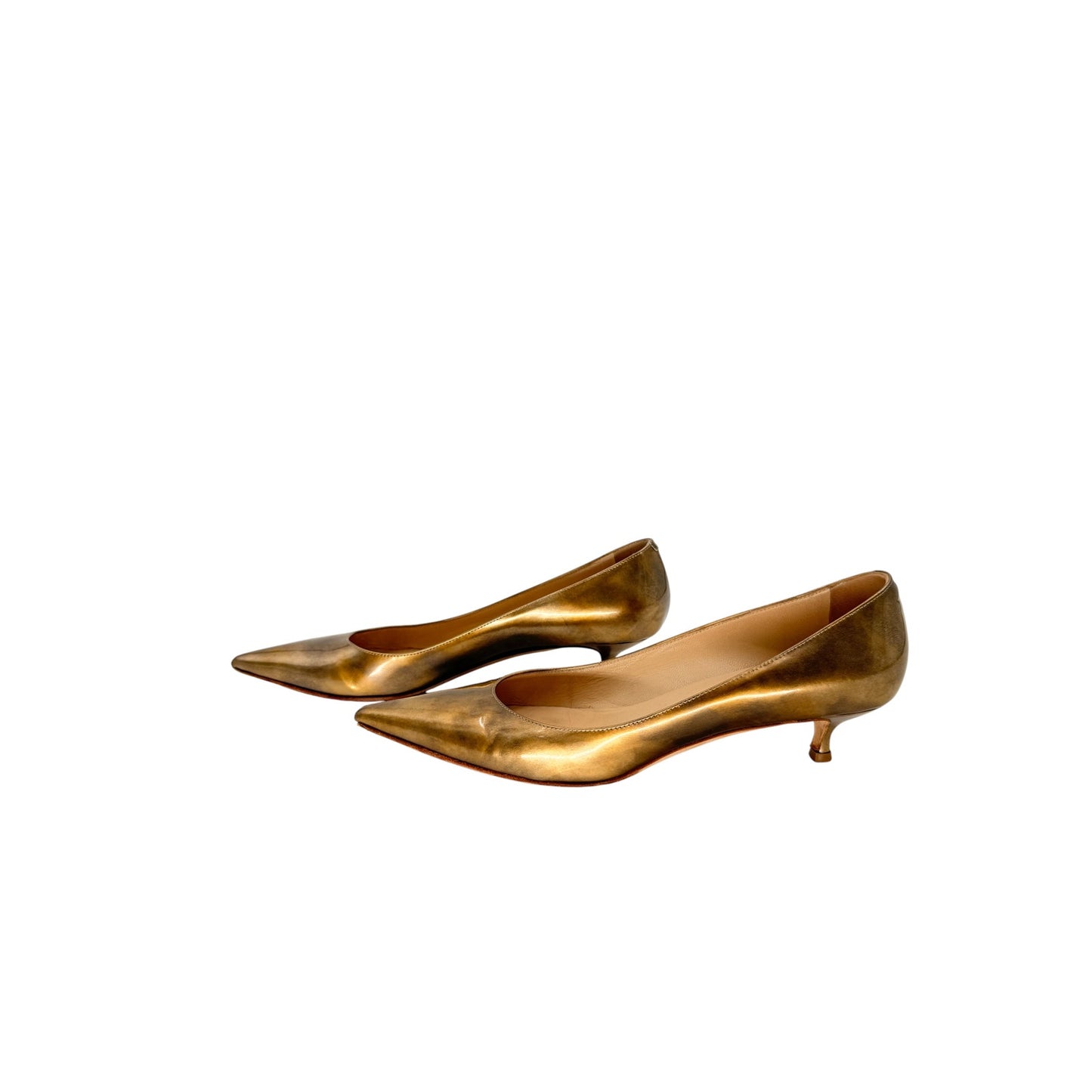 Jimmy Choo Leather Metallic Aza Pointed Toe Pumps