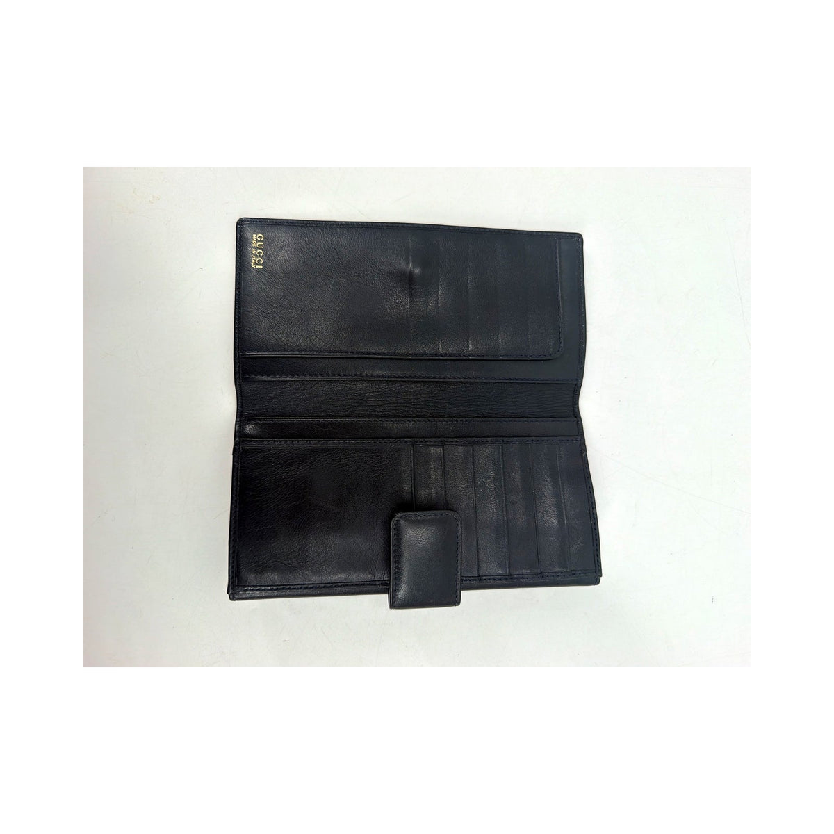 Gucci Black Leather Bamboo Accent Continental Long Wallet