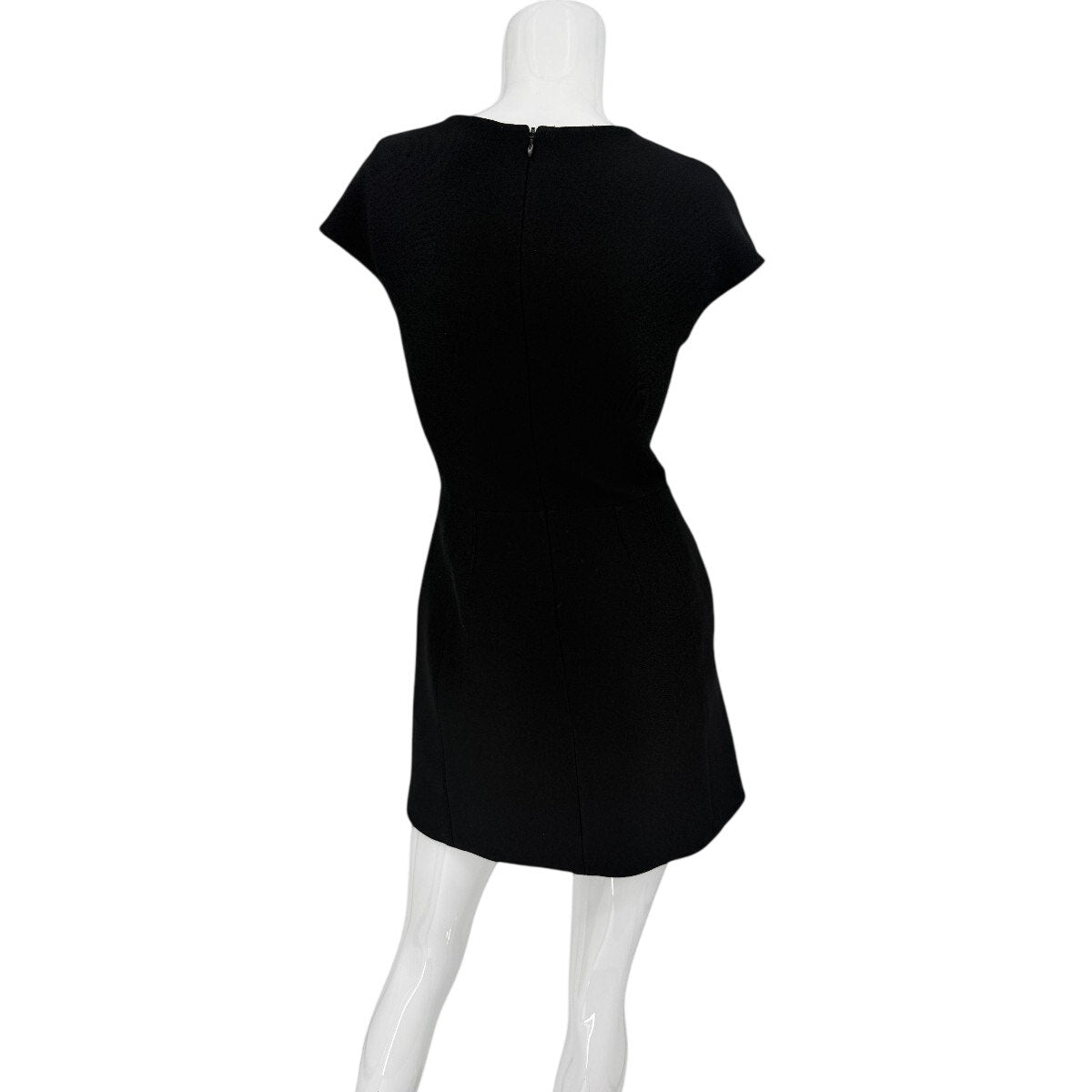 Vince Inverted Pleat V-Neck Sheath Mini Dress Black Crepe Women's Size 0 NWT