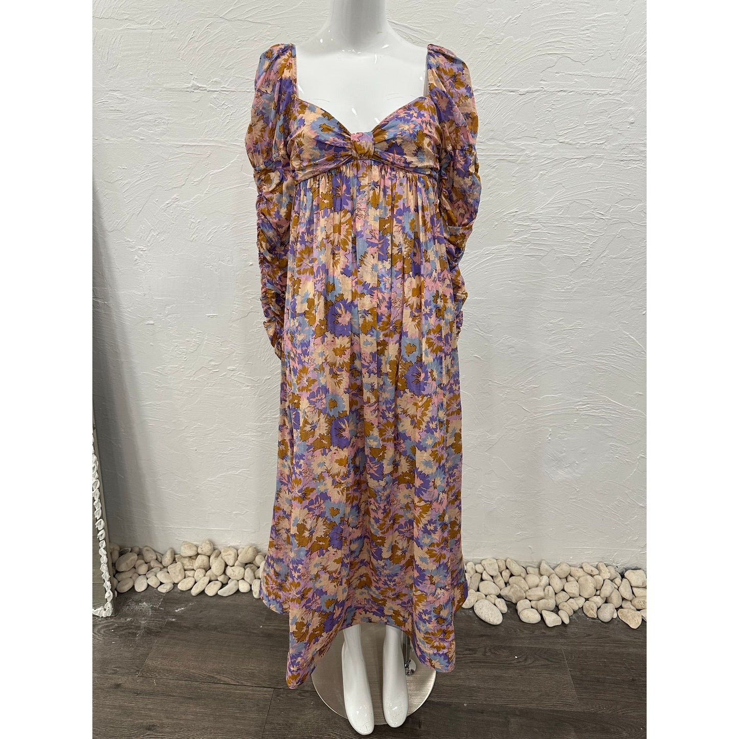 Zimmermann Cotton Floral Print Twist Front Midi Dress Women's