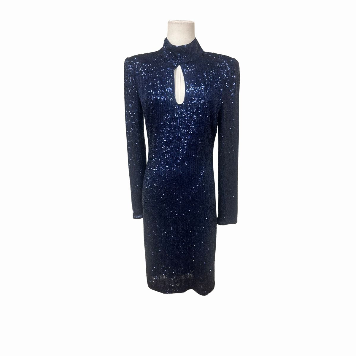 Vince Camuto Sequin Mock Neck Keyhole Sheath Mini Dress