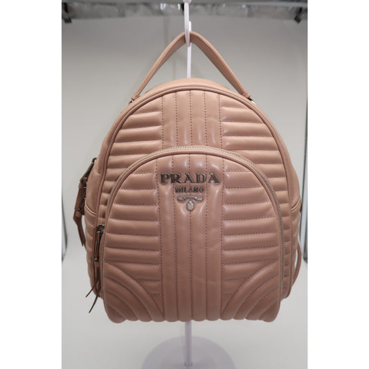 Prada Milano Diagramme Leather Logo Accent Zip-Around Backpack
