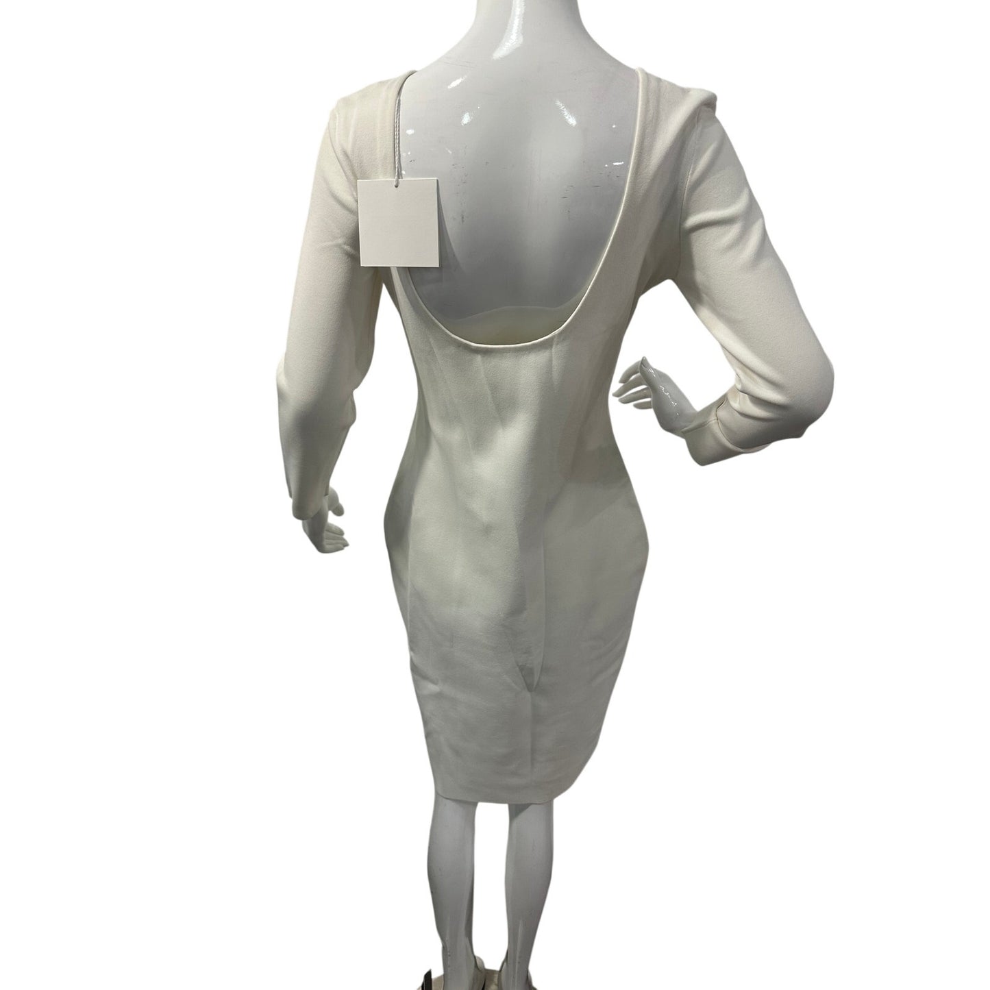 The Row Ivory Scoop Back Long Sleeve Knit Midi Dress Women's Size Large