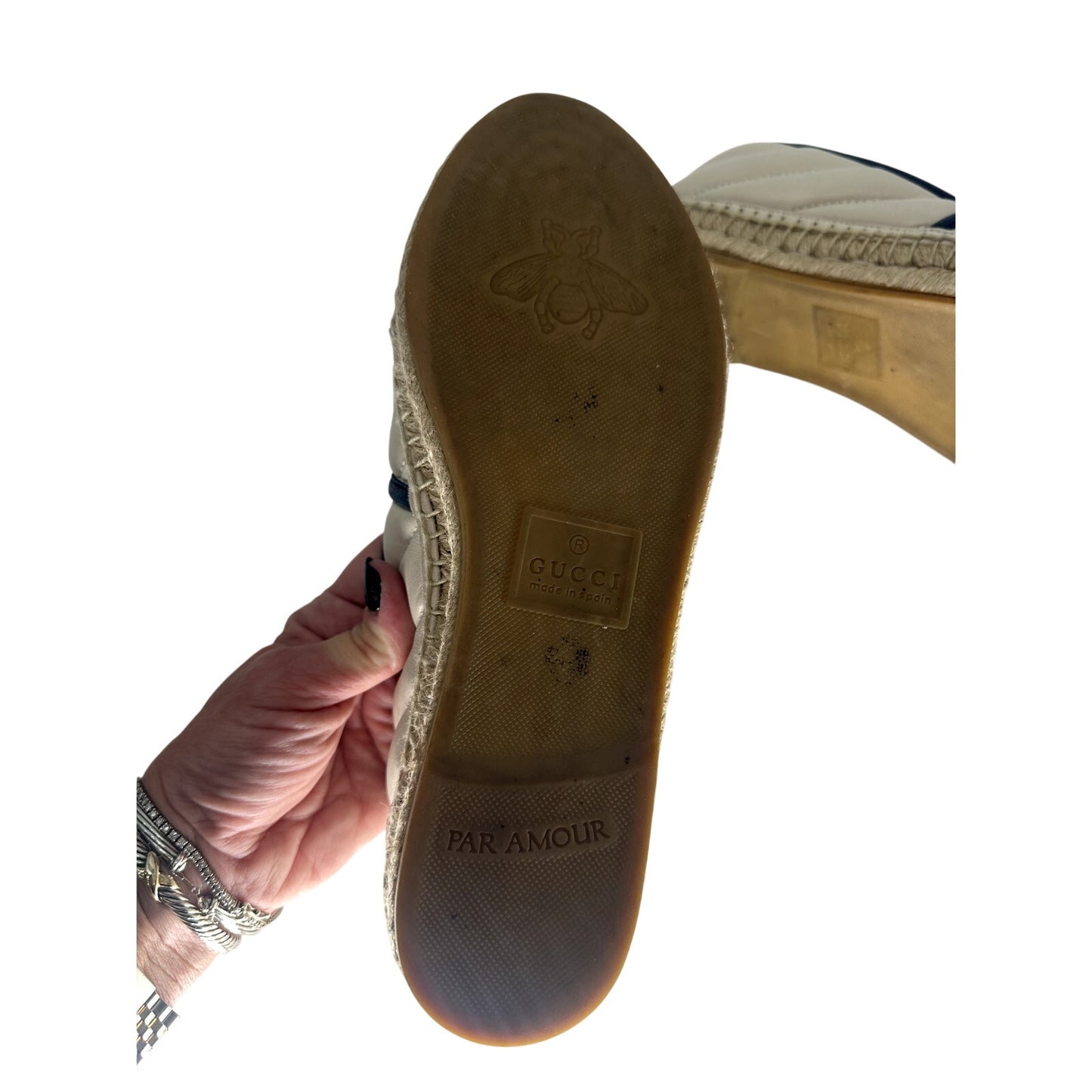 Gucci Leather Quilted GG Logo Espadrille Flats