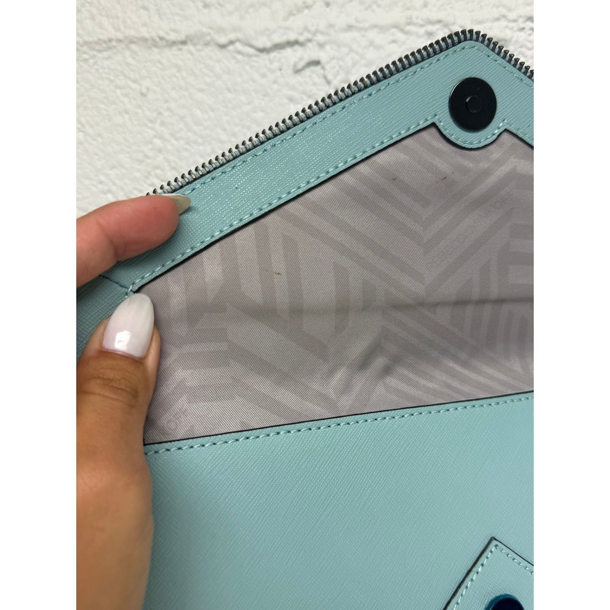 Rebecca Minkoff Leo Sea Mist Leather Envelope Clutch Bag Women's OS