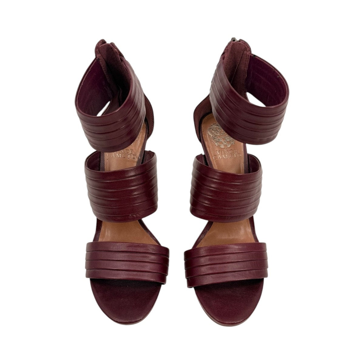 Vince Camuto Burgundy Multi-Strap Stiletto Sandals