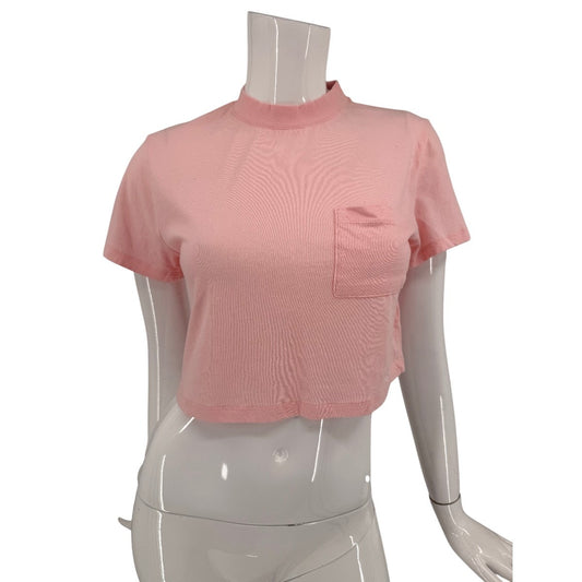 Alice + Olivia Crew Neck Short Sleeve Cropped Top
