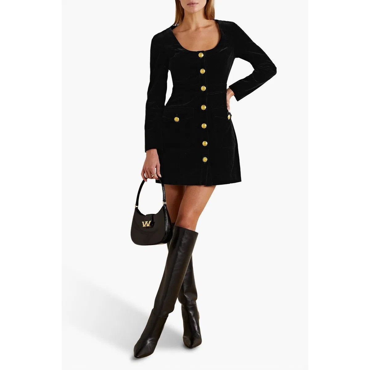 A.L.C. Cotton Blend Velveteen Ivy Long Sleeve Stretch Mini Dress