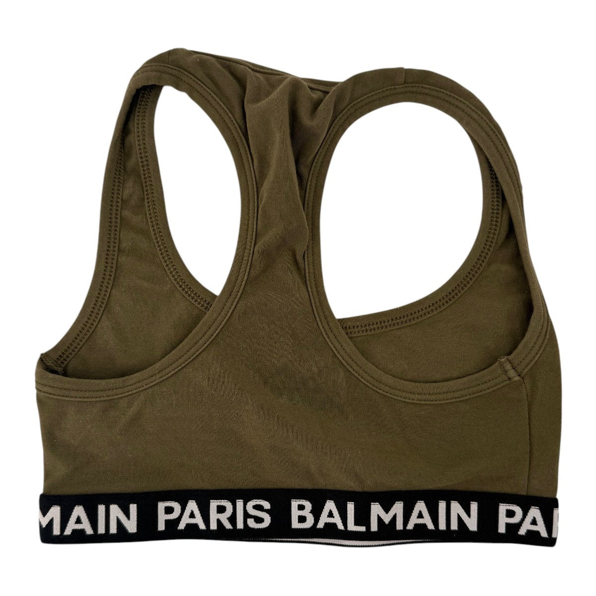Balmain Paris Logo Elastic Band Racerback Jersey Sports Bra