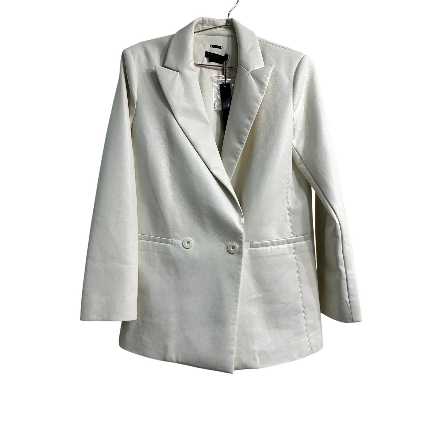 Alice + Olivia Justin Vegan Leather Double Breasted Blazer