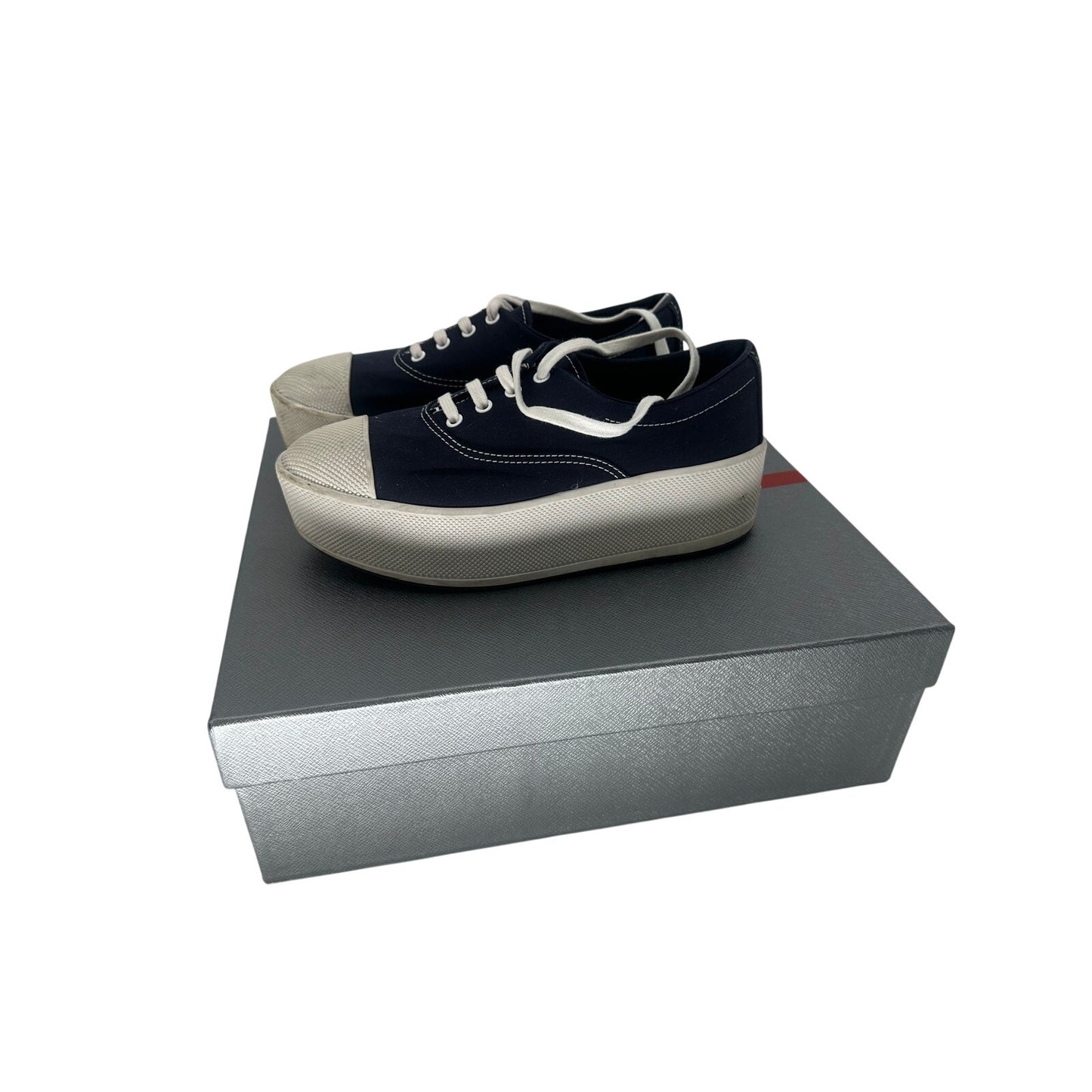 Prada Gabardine Calzature Donna Lace Up Platform Sneakers