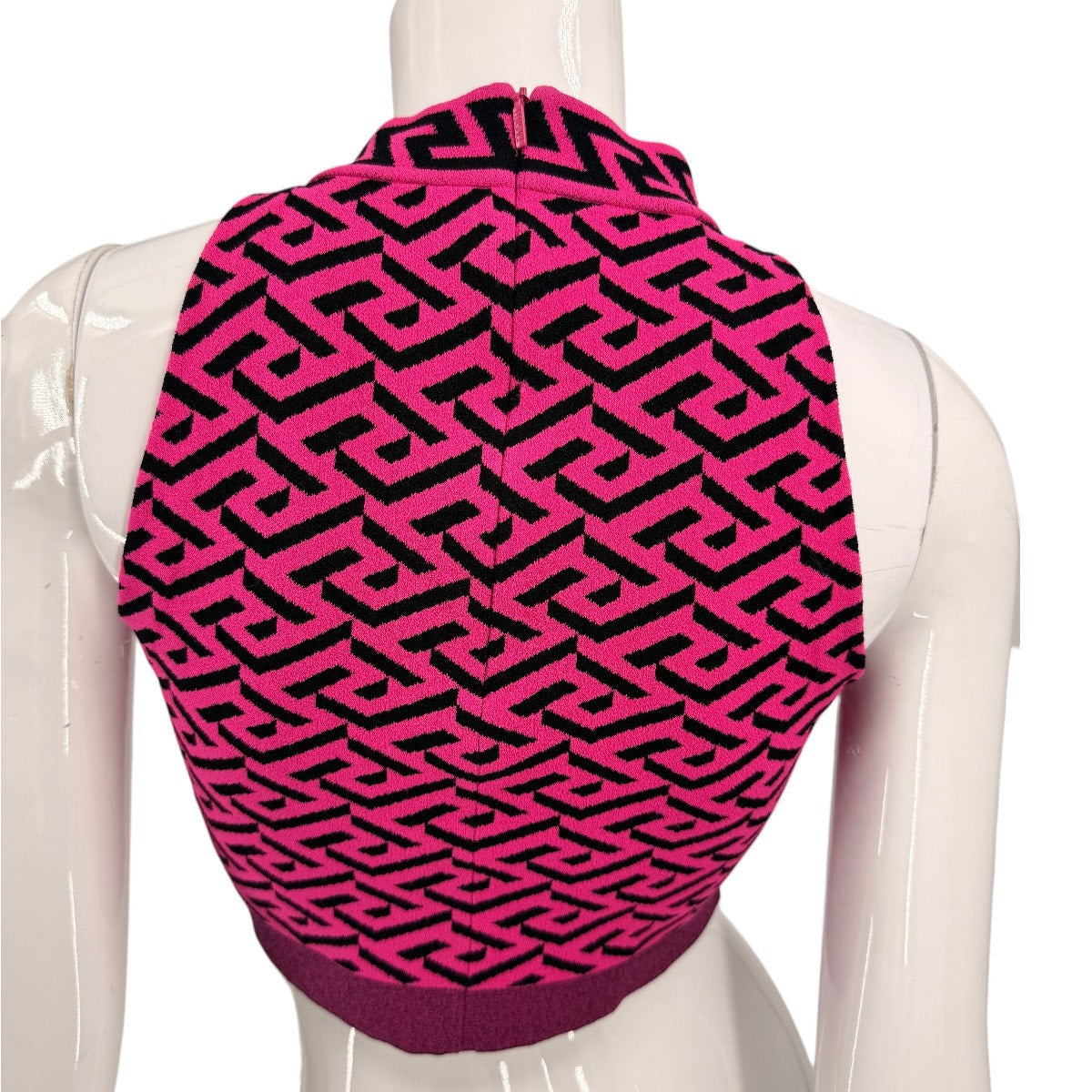Versace La Greca Jacquard Mock Neck Crop Top