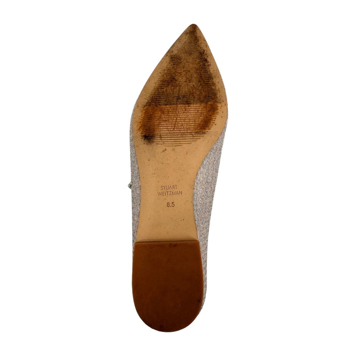Stuart Weitzman Dazzle Flat Glitter Pointed Toe Mary Jane Flats
