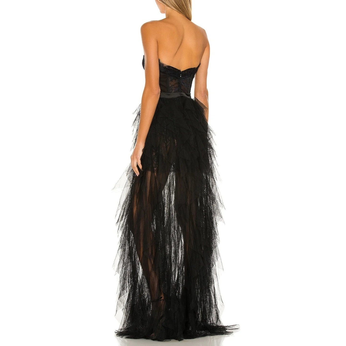 For Love & Lemons x Revolve Strapless Sheer Tulle Bustier Gown