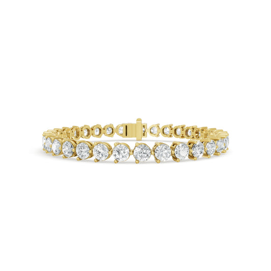 12.55 ctw Diamond 3 Prong Bracelet 14K Yellow Gold Tennis Bracelet