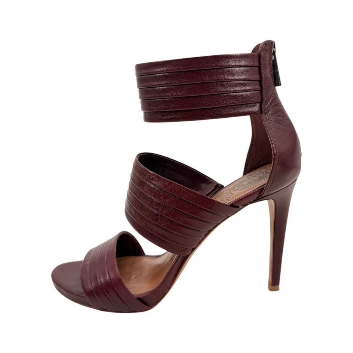 Vince Camuto Burgundy Multi-Strap Stiletto Sandals