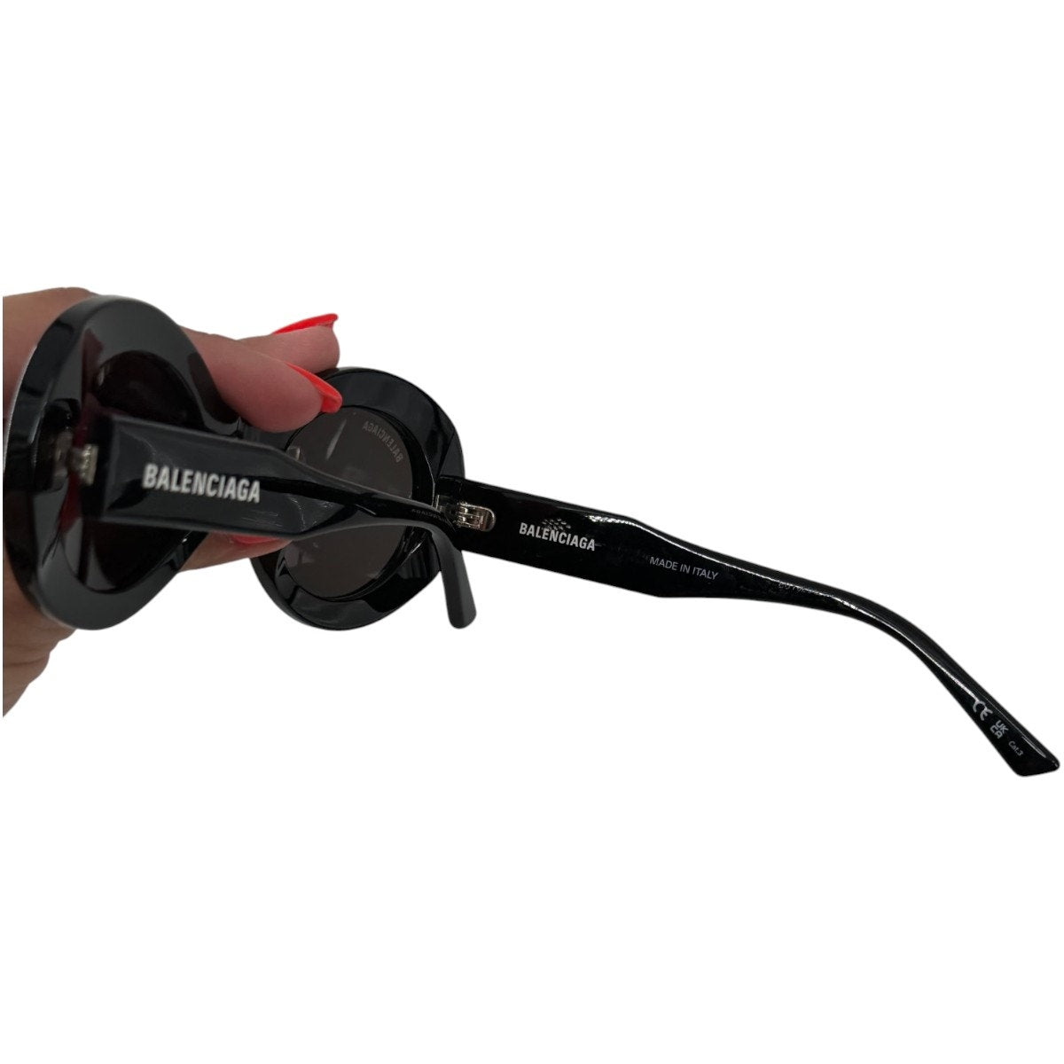 Balenciaga Acetate Round Frame Sunglasses Black