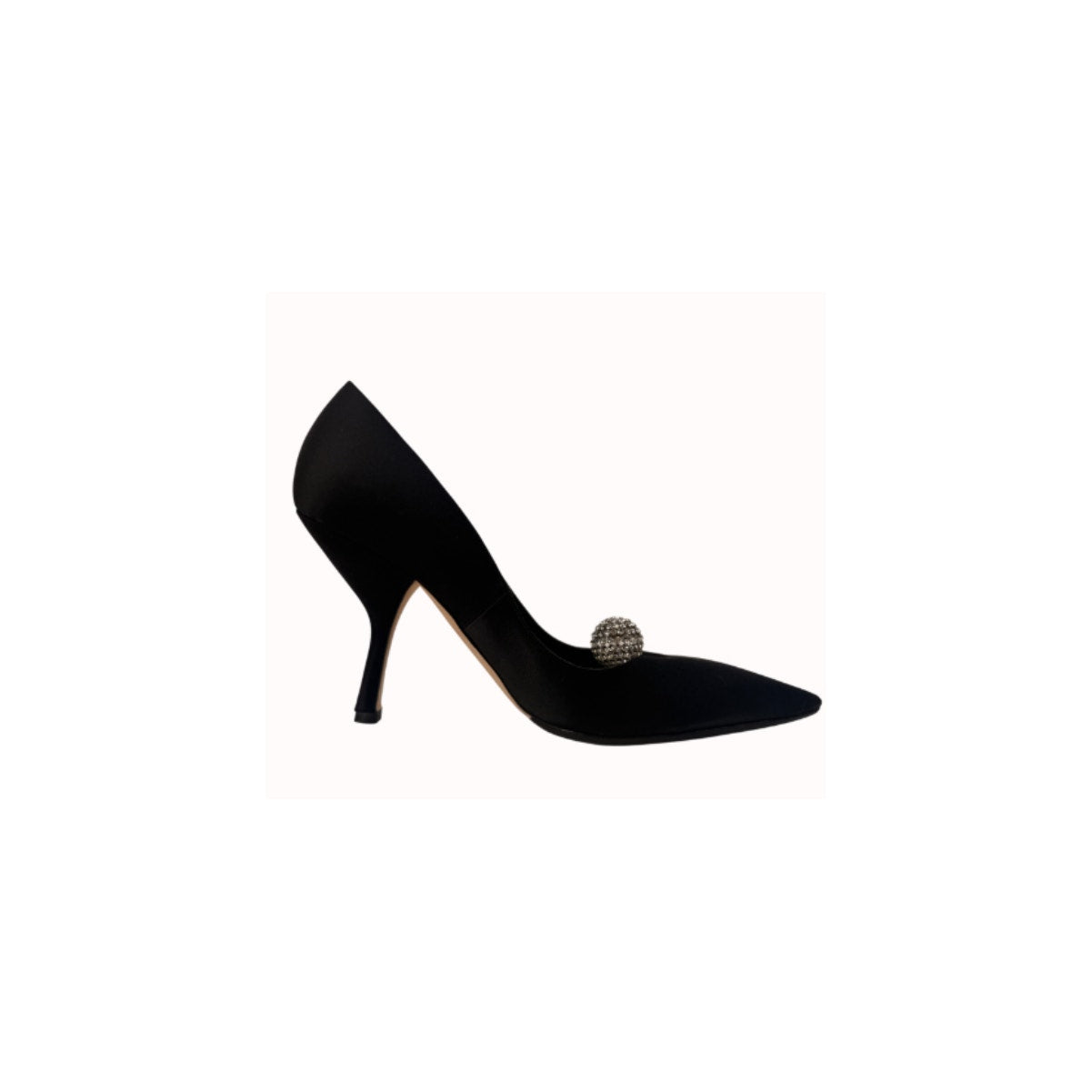 Christian Dior Black Satin Disco Ball Pointed Toe Pumps Italy