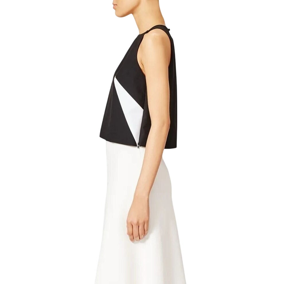 Milly Tech Shell Colorblock Sleeveless Crop Top Black White Women's Size 0 NWT